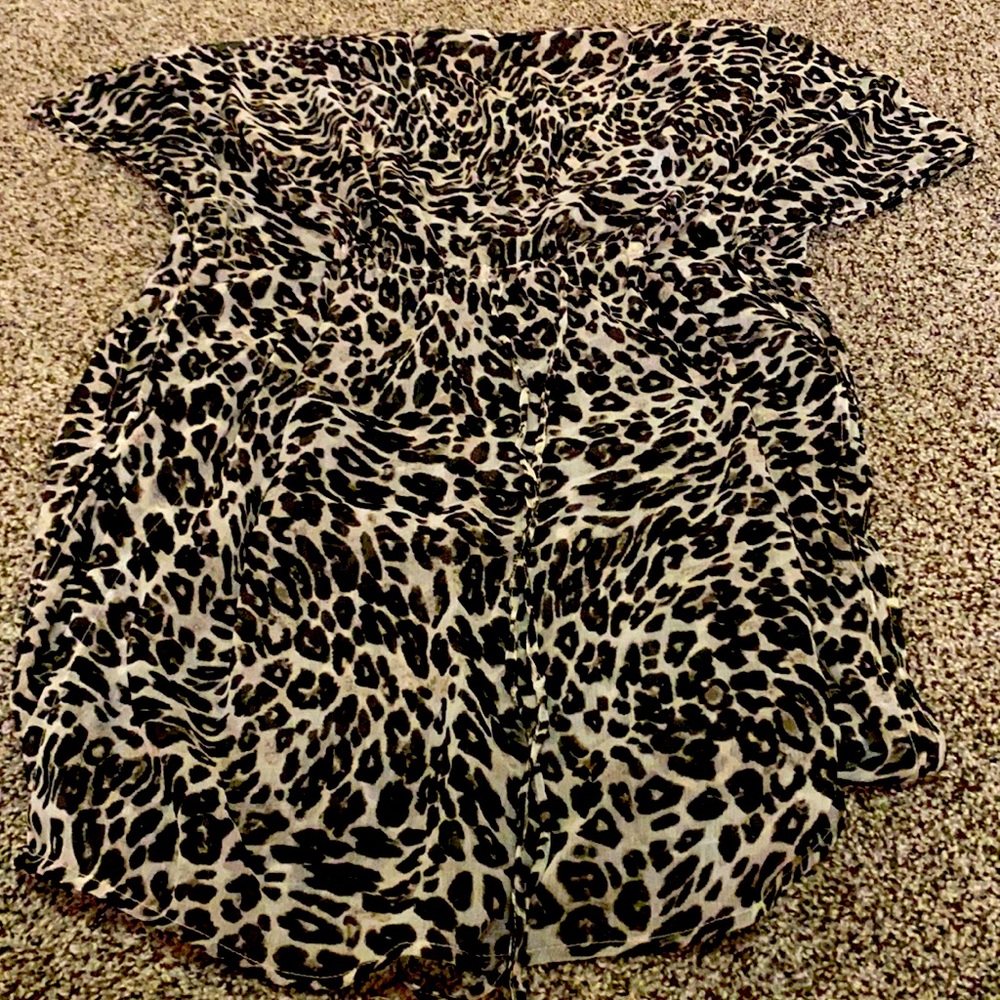 H & M tan leopard swim suit cover up